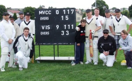 *The victorious team shows off the magnitude of the victory on the scoreboard.